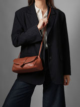 Sac Bandouli�re M Agnes Cuir Etrier Marron agnes EAGC205M-vue-porte