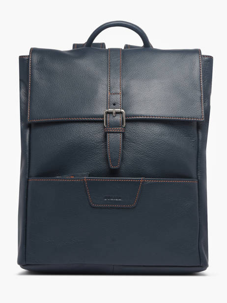 Sac à Dos Business Foulonné 2 Compartiments Cuir Etrier Bleu foulonne EFOU8092