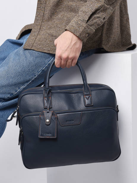 2-compartment Business Bag Foulonné Leather Etrier Blue foulonne EFOU8152 other view 1